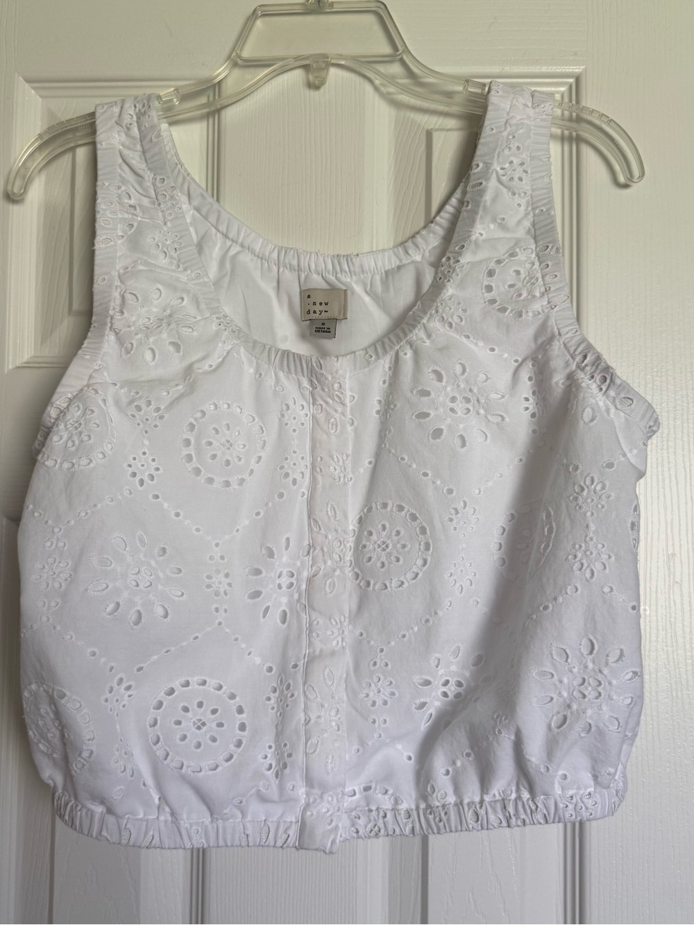 White Cotton Cropped Tank